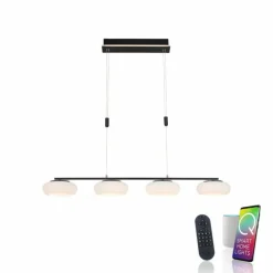 Suspension Paul Neuhaus Q-ETIENNE LED Noir, 4 lumières, Télécommandes