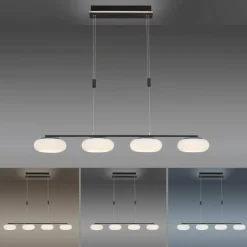 Suspension Paul Neuhaus Q-ETIENNE LED Noir, 4 lumières, Télécommandes