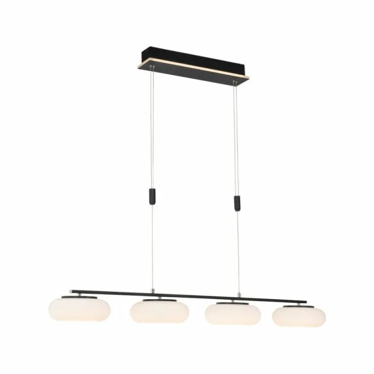 Suspension Paul Neuhaus Q-ETIENNE LED Noir, 4 lumières, Télécommandes