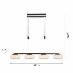 Suspension Paul Neuhaus Q-ETIENNE LED Noir, 4 lumières, Télécommandes