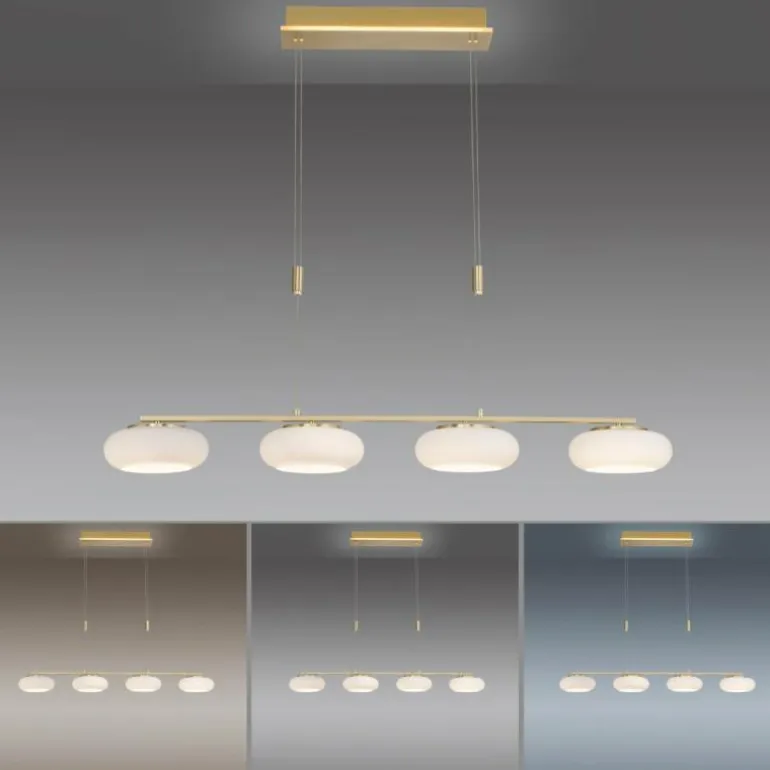 Suspension Paul Neuhaus Q-ETIENNE LED Laiton, 4 lumières, Télécommandes