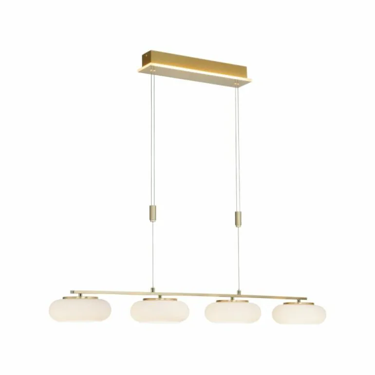 Suspension Paul Neuhaus Q-ETIENNE LED Laiton, 4 lumières, Télécommandes