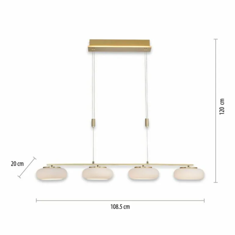 Suspension Paul Neuhaus Q-ETIENNE LED Laiton, 4 lumières, Télécommandes