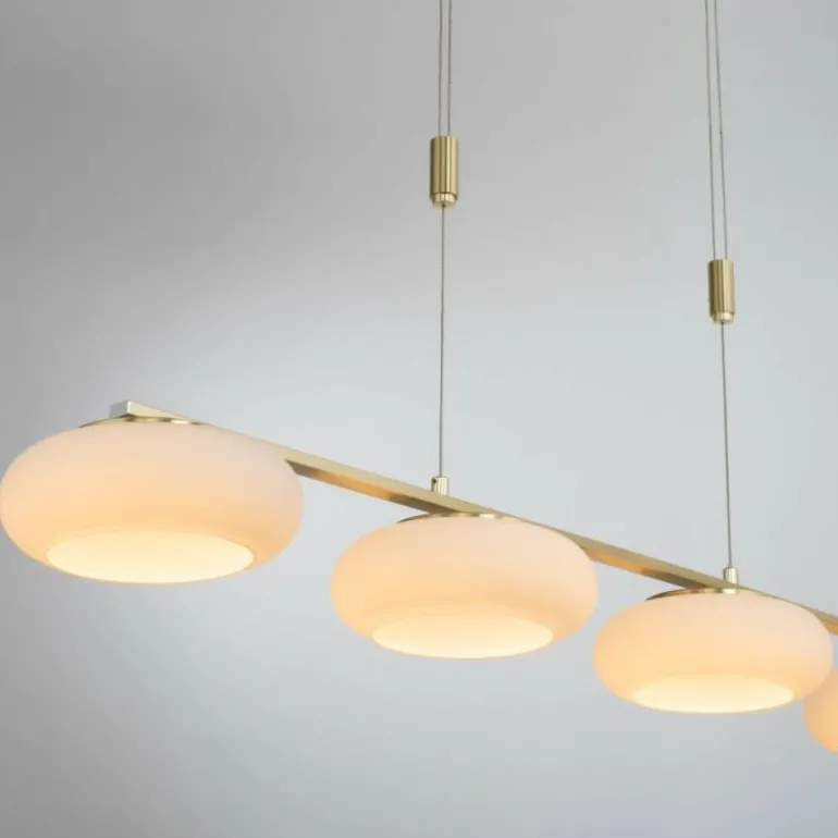 Suspension Paul Neuhaus Q-ETIENNE LED Laiton, 4 lumières, Télécommandes