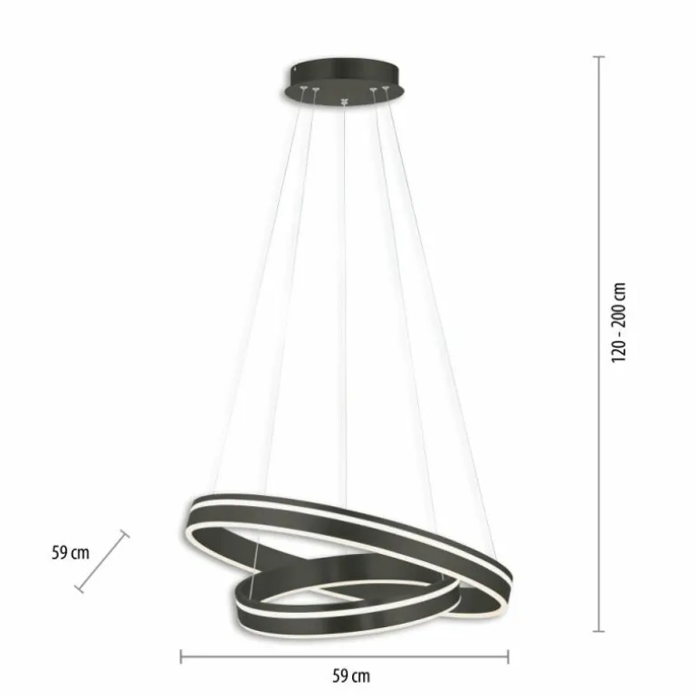 Suspension Paul Neuhaus Q-VITO LED Anthracite, 1 lumière, Télécommandes