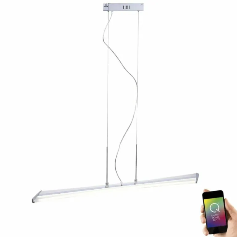 Suspension Paul Neuhaus Q-Riller LED Chrome, 14 lumières, Télécommandes, Changeur de couleurs