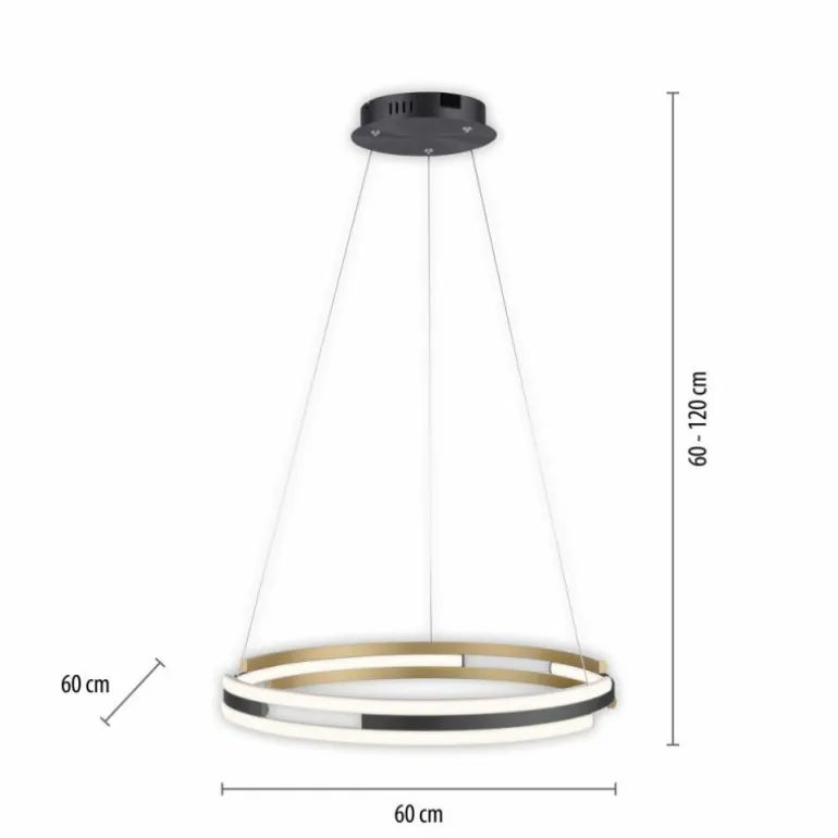 Suspension Paul Neuhaus Q-BELUGA LED Or, 1 lumière, Télécommandes