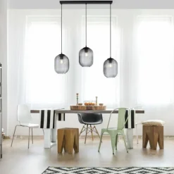 Suspension Paul Neuhaus SHITAKE Noir, 3 lumières