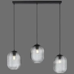 Suspension Paul Neuhaus SHITAKE Noir, 3 lumières