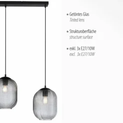 Suspension Paul Neuhaus SHITAKE Noir, 3 lumières