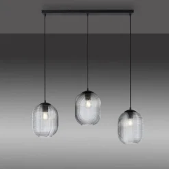 Suspension Paul Neuhaus SHITAKE Noir, 3 lumières