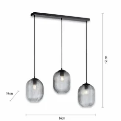 Suspension Paul Neuhaus SHITAKE Noir, 3 lumières