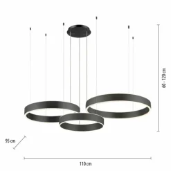 Suspension Paul Neuhaus SCULLI LED Noir, 2 lumières