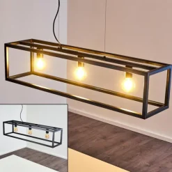 Suspension Paulins Noir, 3 lumières