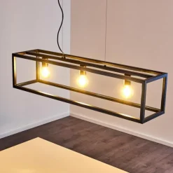 Suspension Paulins Noir, 3 lumières