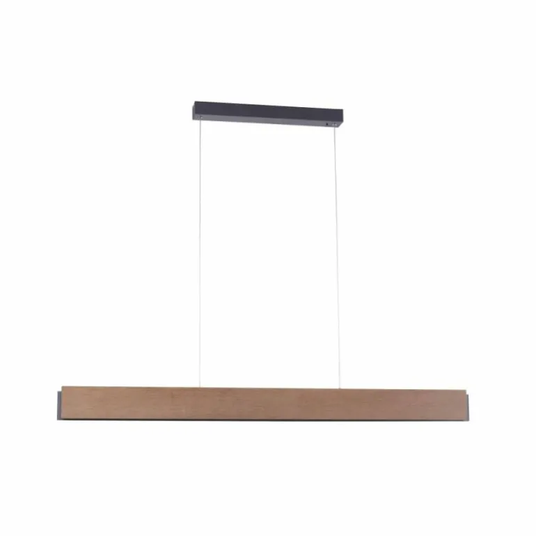 Suspension Paul-Neuhaus PALMA LED Gris, Bois clair, 2 lumières, Télécommandes