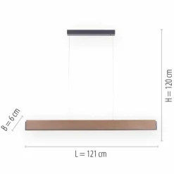 Suspension Paul-Neuhaus PALMA LED Gris, Bois clair, 2 lumières, Télécommandes