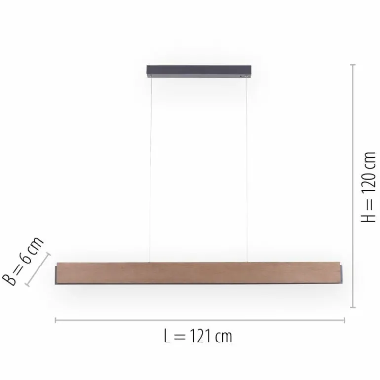 Suspension Paul-Neuhaus PALMA LED Gris, Bois clair, 2 lumières, Télécommandes