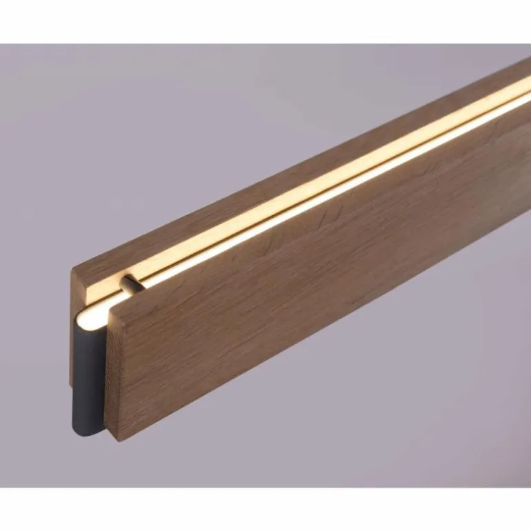 Suspension Paul-Neuhaus PALMA LED Gris, Bois clair, 2 lumières, Télécommandes