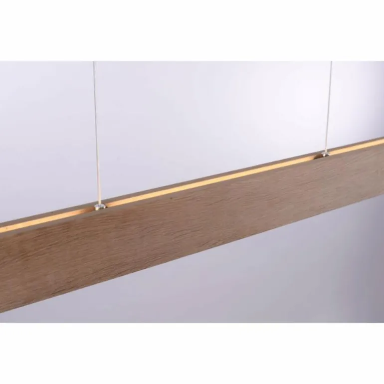 Suspension Paul-Neuhaus PALMA LED Gris, Bois clair, 2 lumières, Télécommandes