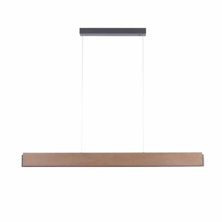 Suspension Paul-Neuhaus PALMA LED Gris, Bois clair, 2 lumières, Télécommandes