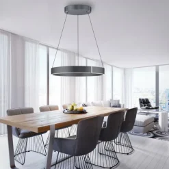 Suspension Paul-Neuhaus PURE E-CLIPSE LED Gris, 2 lumières, Télécommandes