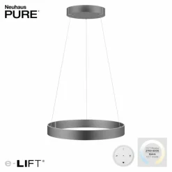 Suspension Paul-Neuhaus PURE E-CLIPSE LED Gris, 2 lumières, Télécommandes