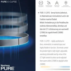 Suspension Paul-Neuhaus PURE E-CLIPSE LED Gris, 2 lumières, Télécommandes