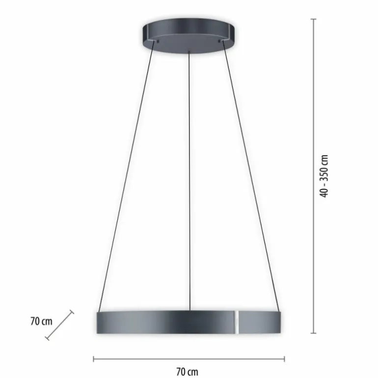 Suspension Paul-Neuhaus PURE E-CLIPSE LED Gris, 2 lumières, Télécommandes