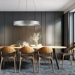 Suspension Paul-Neuhaus PURE E-CLIPSE LED Argenté, 2 lumières, Télécommandes