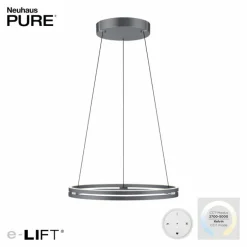 Suspension Paul-Neuhaus PURE E-LOOP LED Gris, 2 lumières, Télécommandes