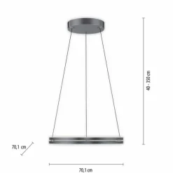 Suspension Paul-Neuhaus PURE E-LOOP LED Gris, 2 lumières, Télécommandes