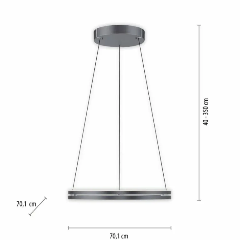 Suspension Paul-Neuhaus PURE E-LOOP LED Gris, 2 lumières, Télécommandes