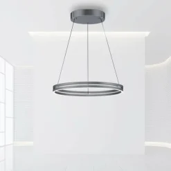 Suspension Paul-Neuhaus PURE E-LOOP LED Gris, 2 lumières, Télécommandes