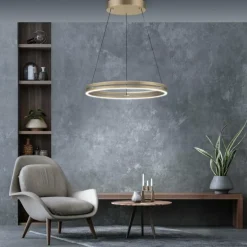 Suspension Paul-Neuhaus PURE E-LOOP LED Or, 2 lumières, Télécommandes