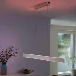 Suspension Paul-Neuhaus Q-ADRIANA LED Aluminium, 2 lumières, Télécommandes