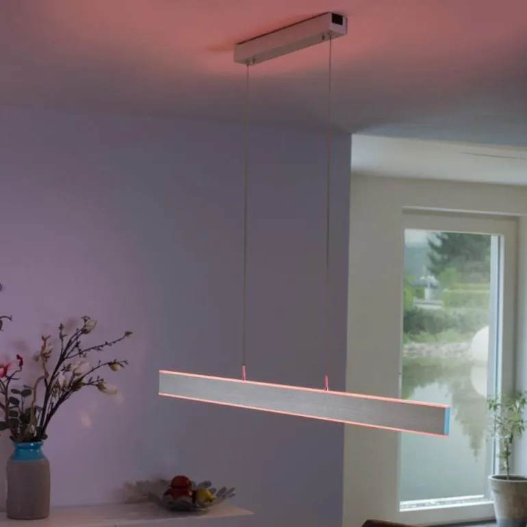 Suspension Paul-Neuhaus Q-ADRIANA LED Aluminium, 2 lumières, Télécommandes