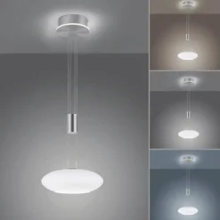 Suspension Paul-Neuhaus Q-ETIENNE LED Acier brossé, 2 lumières, Télécommandes