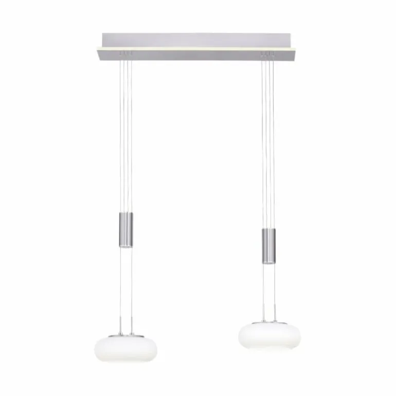 Suspension Paul-Neuhaus Q-ETIENNE LED Acier brossé, 3 lumières, Télécommandes