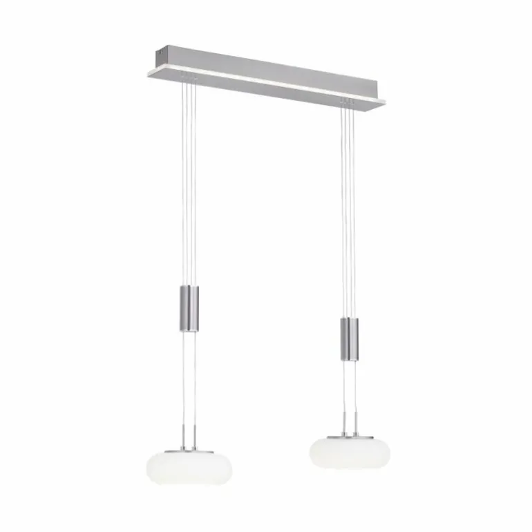 Suspension Paul-Neuhaus Q-ETIENNE LED Acier brossé, 3 lumières, Télécommandes