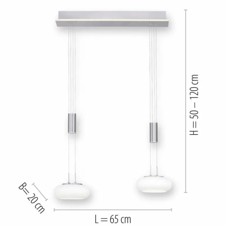 Suspension Paul-Neuhaus Q-ETIENNE LED Acier brossé, 3 lumières, Télécommandes