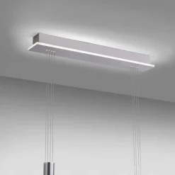 Suspension Paul-Neuhaus Q-ETIENNE LED Acier brossé, 3 lumières, Télécommandes