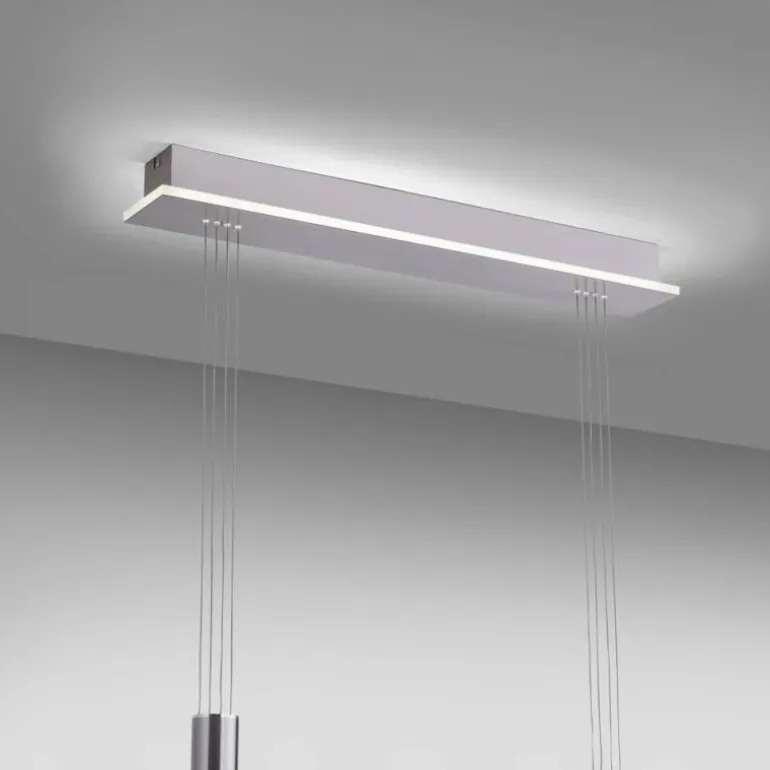 Suspension Paul-Neuhaus Q-ETIENNE LED Acier brossé, 3 lumières, Télécommandes