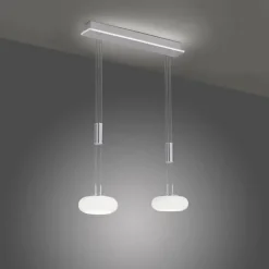 Suspension Paul-Neuhaus Q-ETIENNE LED Acier brossé, 3 lumières, Télécommandes