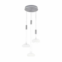 Suspension Paul-Neuhaus Q-ETIENNE LED Acier brossé, 4 lumières, Télécommandes