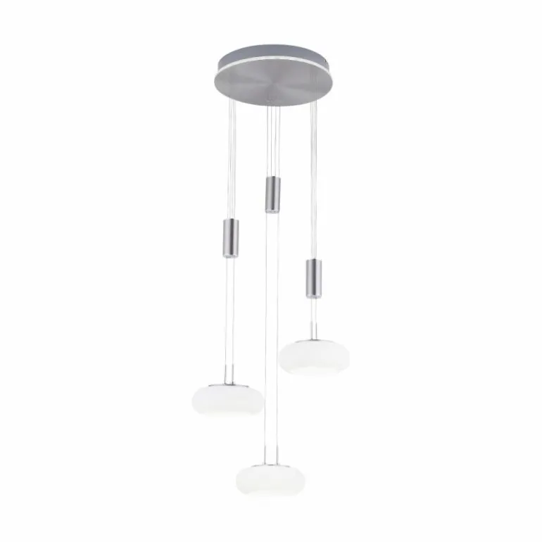 Suspension Paul-Neuhaus Q-ETIENNE LED Acier brossé, 4 lumières, Télécommandes
