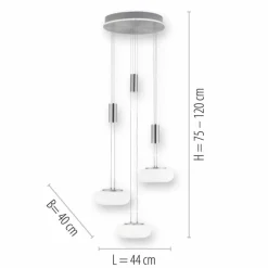 Suspension Paul-Neuhaus Q-ETIENNE LED Acier brossé, 4 lumières, Télécommandes