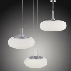 Suspension Paul-Neuhaus Q-ETIENNE LED Acier brossé, 4 lumières, Télécommandes