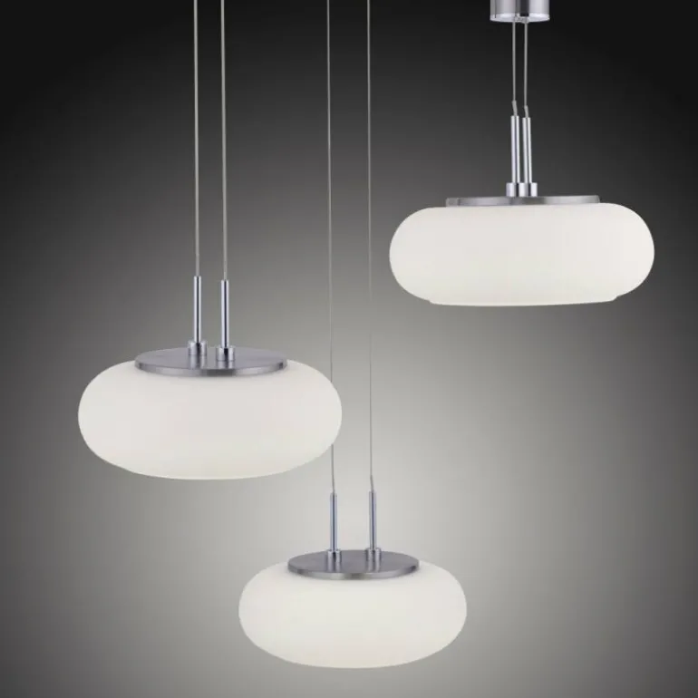 Suspension Paul-Neuhaus Q-ETIENNE LED Acier brossé, 4 lumières, Télécommandes