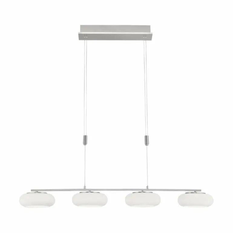 Suspension Paul-Neuhaus Q-ETIENNE LED Acier brossé, 4 lumières, Télécommandes